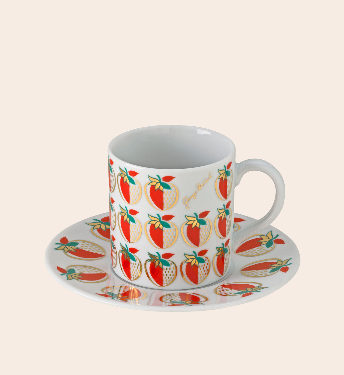 Strawberry Espresso Cup with Saucer