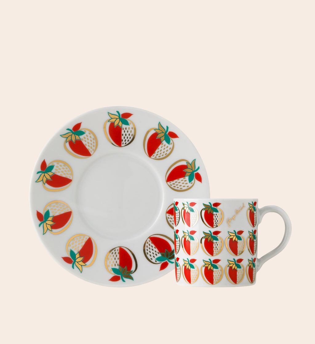Strawberry Espresso Cup with Saucer