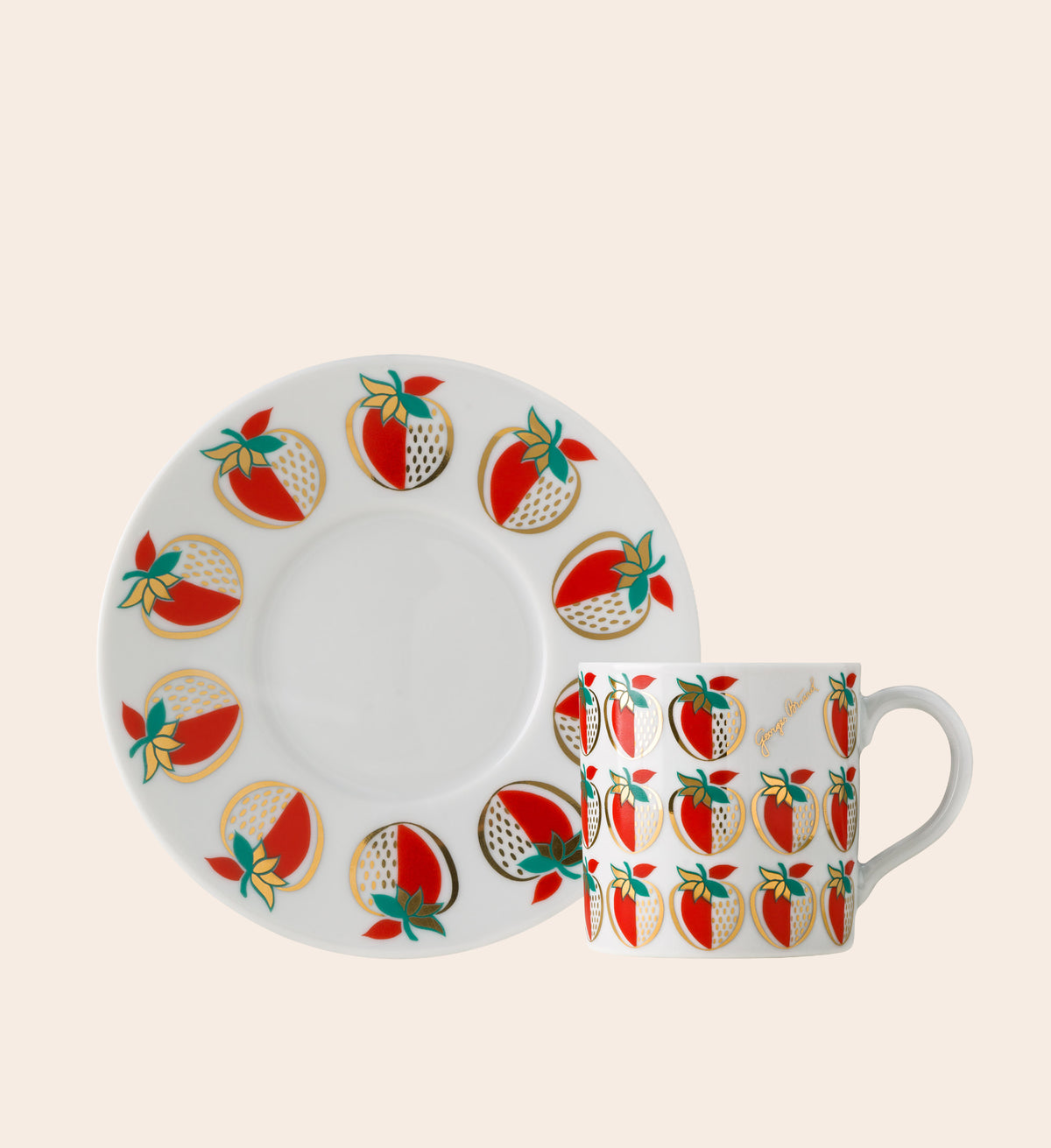 Strawberry Espresso Cup with Saucer