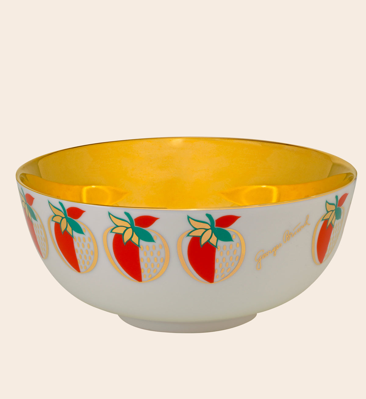 Strawberry Gold Porcelain Bowl