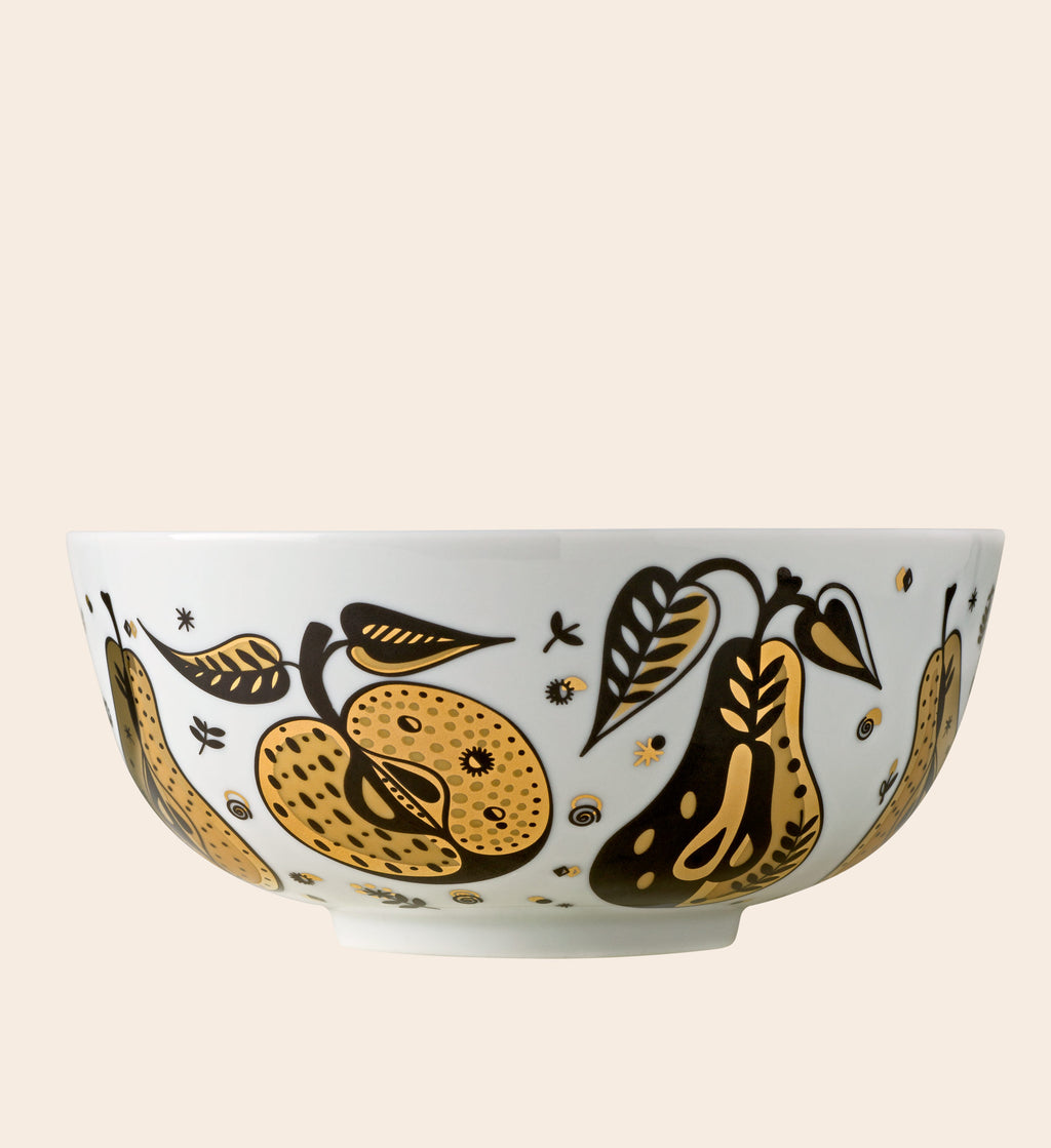 Forbidden Fruit Gold Porcelain Bowl
