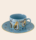 Forbidden Fruit Porcelain Teacup with Saucer - Blue