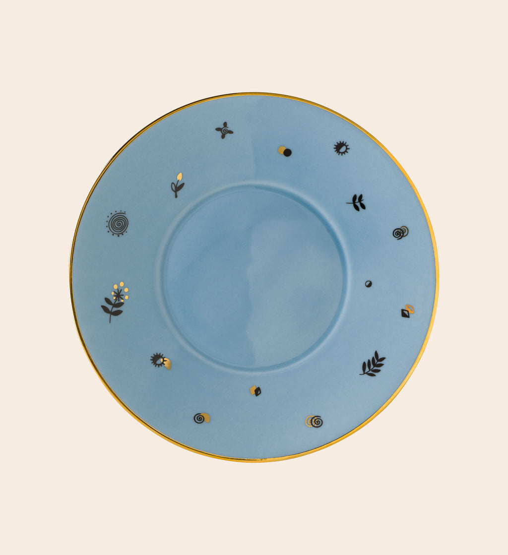 Forbidden Fruit Porcelain Tea Cup with Saucer - Blue