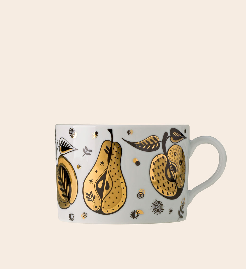 Forbidden Fruit Porcelain Tea Cup with Saucer - White