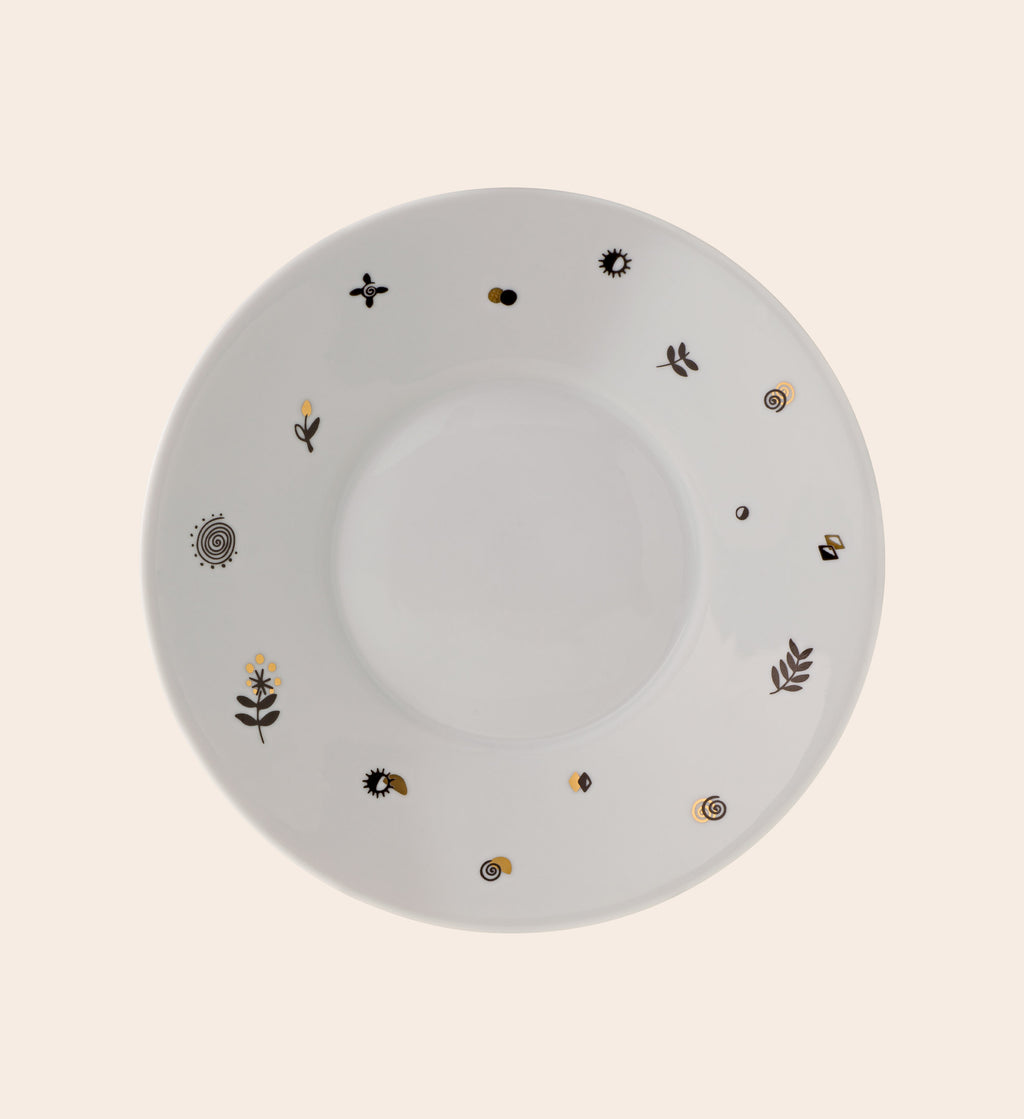 Forbidden Fruit Porcelain Tea Cup with Saucer - White