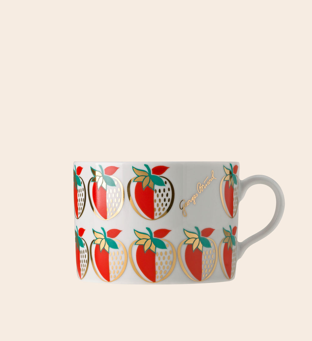 Strawberry Porcelain Tea Cup with Saucer