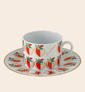 Strawberry Porcelain Teacup with Saucer