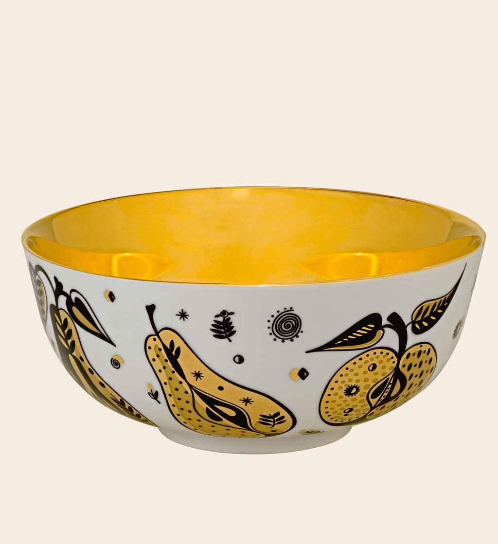 Forbidden Fruit Gold Porcelain Bowl