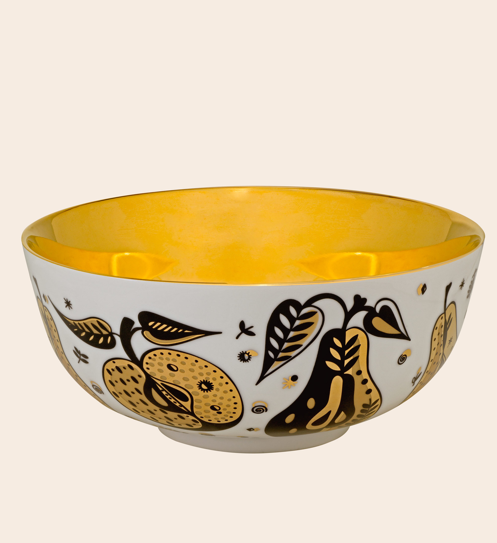 Forbidden Fruit Gold Porcelain Bowl